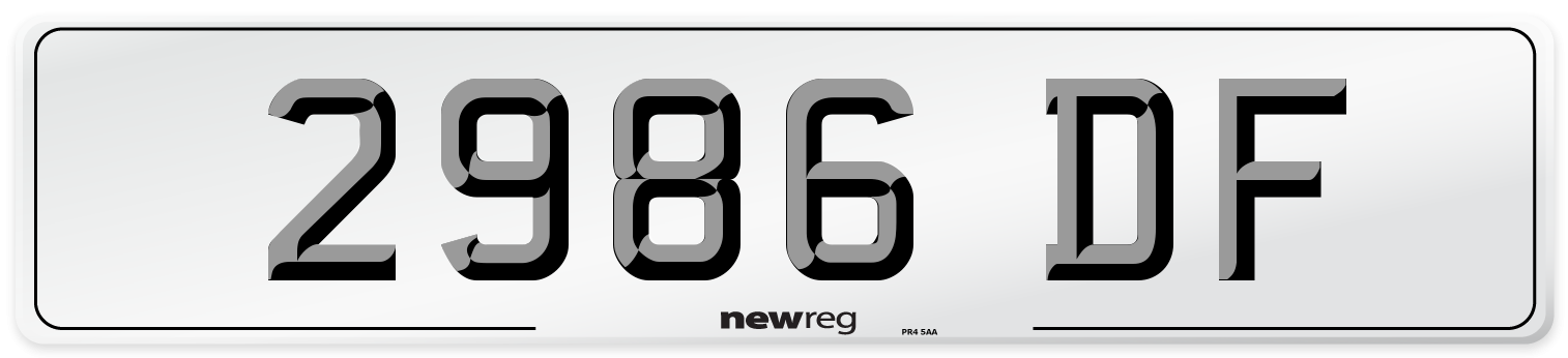 2986 DF Number Plate from New Reg